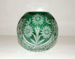 Vase vert rond en Cristal de Bohème 