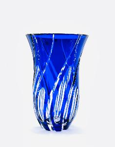 Vase en Cristal de Bohème bleu cobalt 