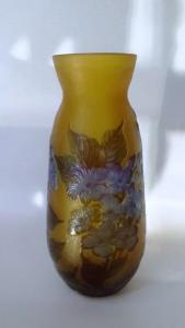 Vase Tip Gallé " Fleurs bleus violettes nature " 