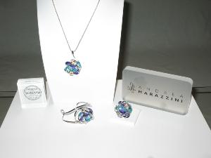 Parure Marazzini Fleur Cristal Swarovski turquoise violet