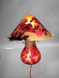 Lampe Tip Gallé "japonaise"  Coquelicot Rouge