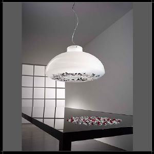 Luminaire Large Blanc Lait Murano collection Reflex