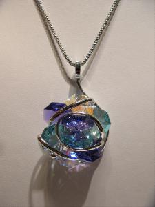 Parure Marazzini Fleur Cristal Swarovski turquoise violet