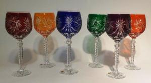 Verres à vin couleur taille Diamant Cristal de Bohème 