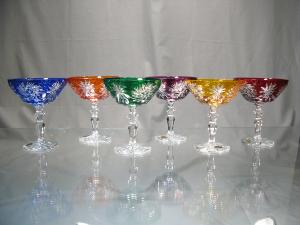 Coupettes à Champagne Taille Diamant Cristal Couleur de Bohème 