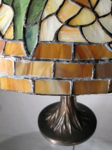 Lampe Jonquille Vrai vitrail américain Tiffany  Pied bronze 
