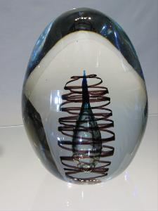 Sulfure Oeuf turquoise avec spirale Murano