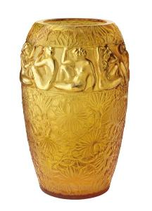 Vase Lalique Angelique Ambre tamponné Or 