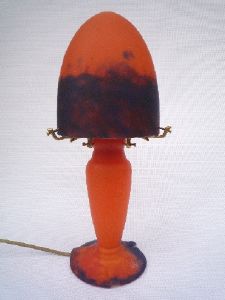 Lampe pâte de verre champignon orange tip Muller