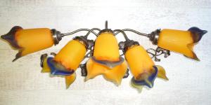 Grande Applique Nymphe pate de verre avec 5 tulipes tip muller