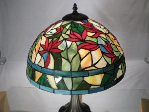 Lampe Oiseaux de Paradiis Vrai vitrail américain Tiffany  Pied en bronze 