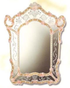 Miroir Venitien Fleur 10L Venexiart Murano Véritable 