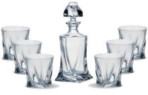 Service en Cristal de Bohème à Whisky Quadra (carafe + 6 verres) , utilisé dans la série LUCIFER
