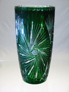 Vase en Cristal de Bohème tube couleur vert