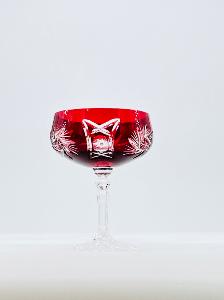 Coupes à Champagne Taille Diamant Cristal rouges de Bohème 