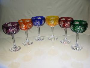 Coupes à Champagne Taille Diamant Cristal Couleur de Bohème 