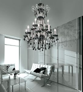 Lustre Chandelier Cristal Murano Voltolina Collection Dream Noir et transparent