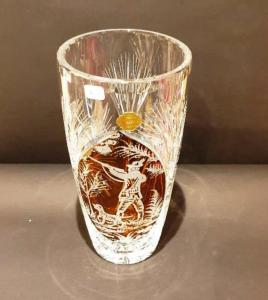 Grand Vase en Cristal de Bohème Taille Chasse ambre