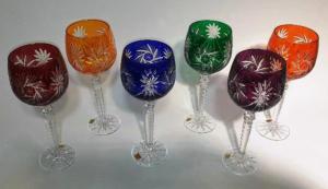 Verres à vin couleur taille Diamant Cristal de Bohème 
