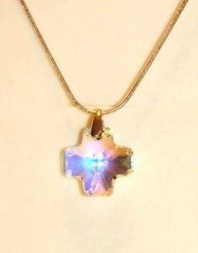 Croix Cristal Swarovski 20mm , Chaine Argent 925 Croix Cristal Swarovski 20mm , Chaine Argent 925