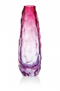 Vase Cristal Moser Stones long rose et alexandrite