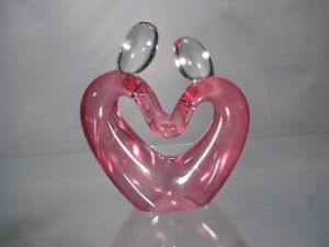 Les amoureux " forme coeur rose " Murano