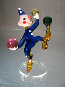 Figurine Clown Jongleur en Cristal de couleur bleu
