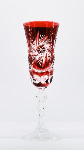 Flutes à Champagne rouge Cristal de Bohème Etoile Diamant ouverte