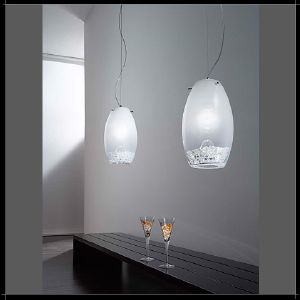 Luminaire Ovale Blanc Lait Murano Voltolina collection Reflex