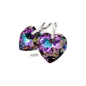 Boucles d' oreilles dormeuses Swarovski coeur monture argent 925