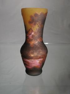 Vase soliflore Tip Gallé décor paysage  Rouge