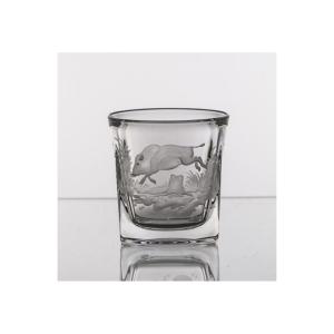Carafe et 6 verres à whisky "chasse " en cristal taille main