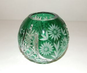 Vase vert rond en Cristal de Bohème 