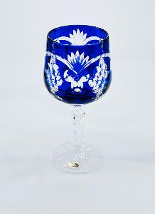 verre à vin cristal bohème couleur bleu  ( coffret de 6 )