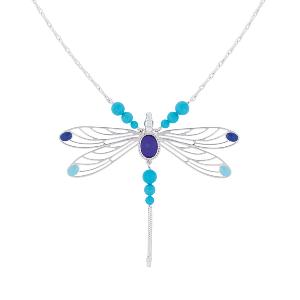 Collier Libellule Cristal Ambre ou Bleu Saphir Lalique 