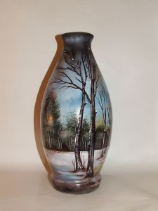 Vase en pâte de verre peint