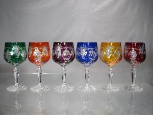 verre à vin Couleur Cristal de Bohème Grappe Raisin depareille