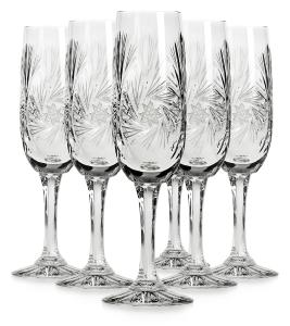 6 Flûtes à champagne Monica en cristal pied long