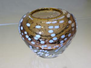 Petit vase Murano ambre taches blanches