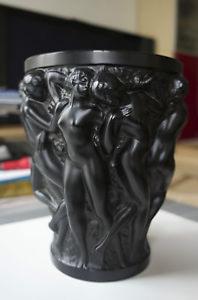Vase Lalique Bacchantes noir petit modèle 