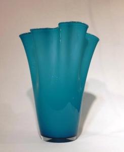 Vase Eventail Blanc et bleu turquoise
