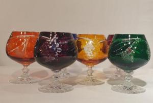 Verres à cognac grappe  6 couleurs cristal de bohème