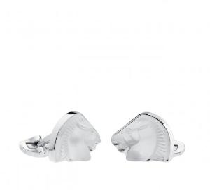 Boutons de Manchettes Cristal Lalique mascottes Cheval