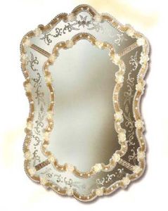 Miroir Venitien Ovale Fleur 20L Venexiart Murano Véritable 