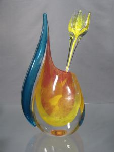 Vase collection Murano avec fleur tulipe jaune