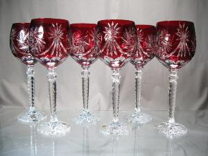 Verres à vin couleur taille Diamant Cristal de Bohème 