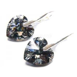 Boucles d' oreilles dormeuses Swarovski coeur monture argent 925