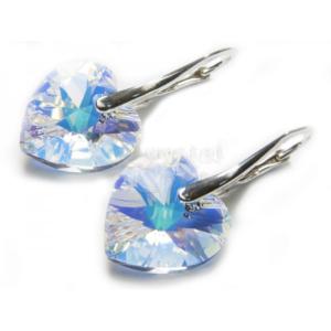 Boucles d' oreilles dormeuses Swarovski coeur monture argent 925