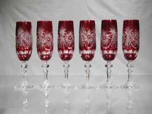 Flute à Champagne Cristal de Bohème Rouge dépareillé 