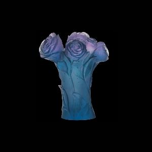 Vase Daum Cristal collection Pivoine Bleu ou Rose
